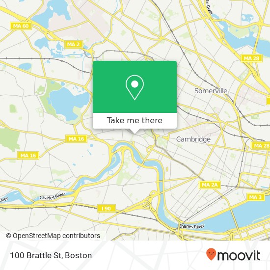 Mapa de 100 Brattle St, Cambridge, MA 02138