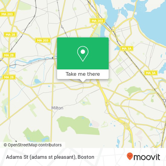 Mapa de Adams St (adams st pleasant), Milton, MA 02186