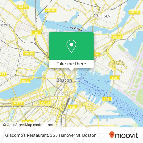 Mapa de Giacomo's Restaurant, 355 Hanover St