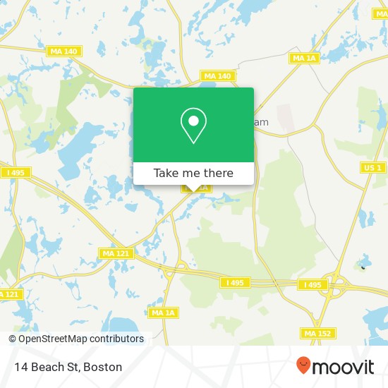 Mapa de 14 Beach St, Wrentham, MA 02093