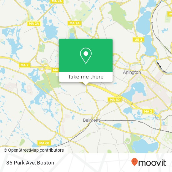 Mapa de 85 Park Ave, Belmont, MA 02478