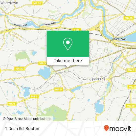 Mapa de 1 Dean Rd, Brookline, MA 02445