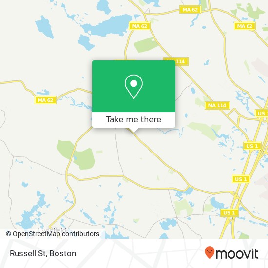 Mapa de Russell St, Peabody (PEABODY), <B>MA< / B> 01960