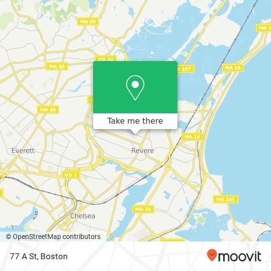 Mapa de 77 A St, Revere, MA 02151