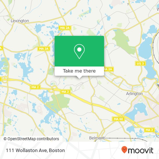 Mapa de 111 Wollaston Ave, Arlington, MA 02476