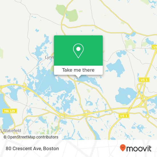 Mapa de 80 Crescent Ave, Lynnfield, MA 01940