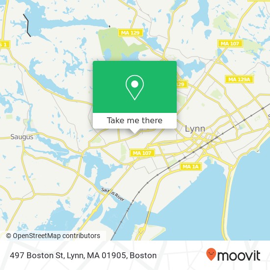 Mapa de 497 Boston St, Lynn, MA 01905
