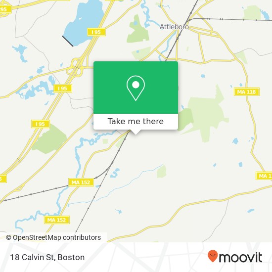 Mapa de 18 Calvin St, Attleboro (SOUTH ATTLEBORO), MA 02703