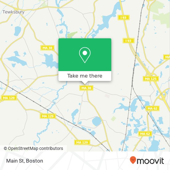 Mapa de Main St, Tewksbury, <B>MA< / B> 01876