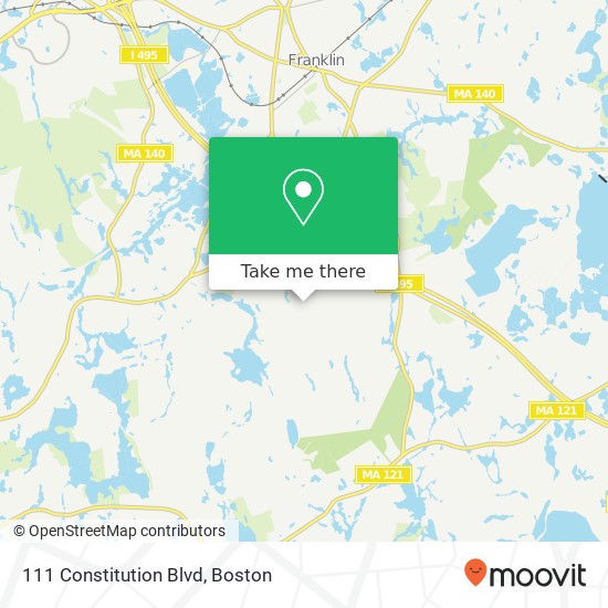 Mapa de 111 Constitution Blvd, Franklin, <B>MA< / B> 02038