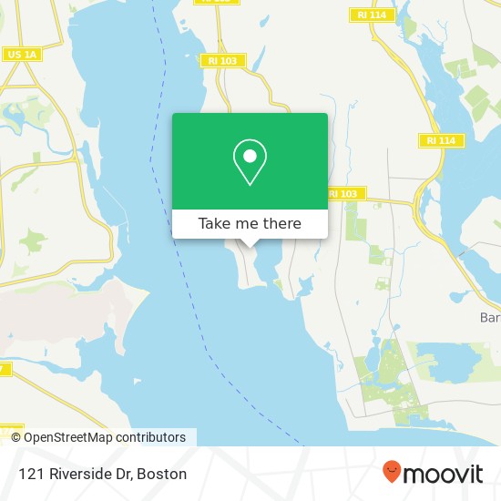 Mapa de 121 Riverside Dr, Riverside, RI 02915