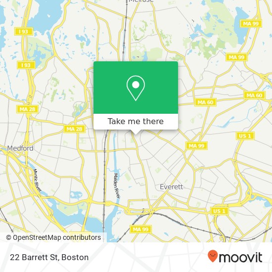 Mapa de 22 Barrett St, Malden, MA 02148