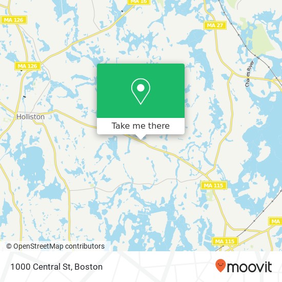 Mapa de 1000 Central St, Holliston, MA 01746