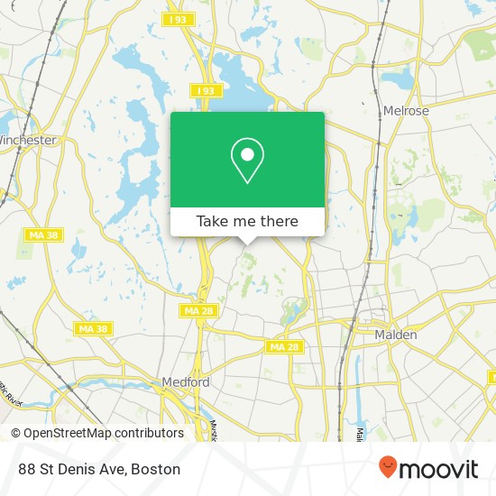 Mapa de 88 St Denis Ave, Medford, MA 02155