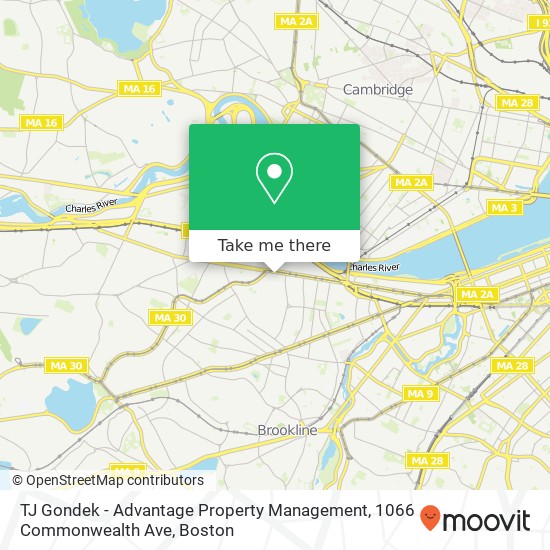 Mapa de TJ Gondek - Advantage Property Management, 1066 Commonwealth Ave