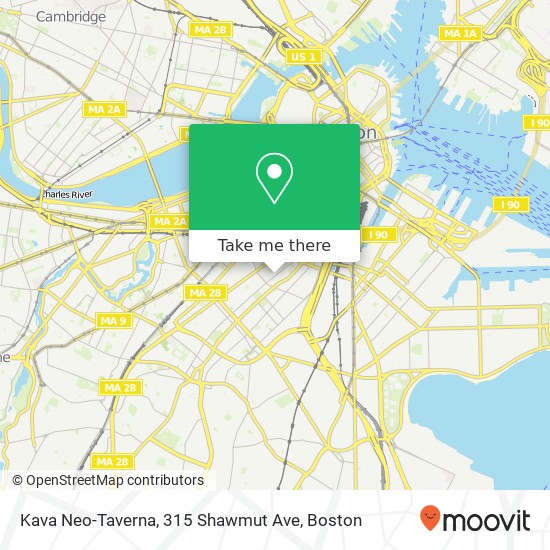 Mapa de Kava Neo-Taverna, 315 Shawmut Ave