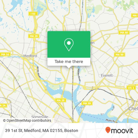 Mapa de 39 1st St, Medford, MA 02155