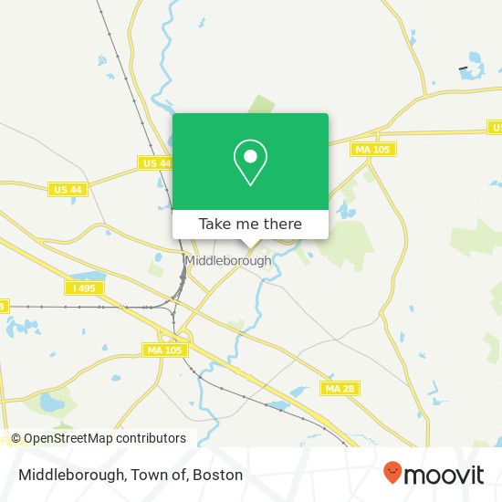 Middleborough, Town of map