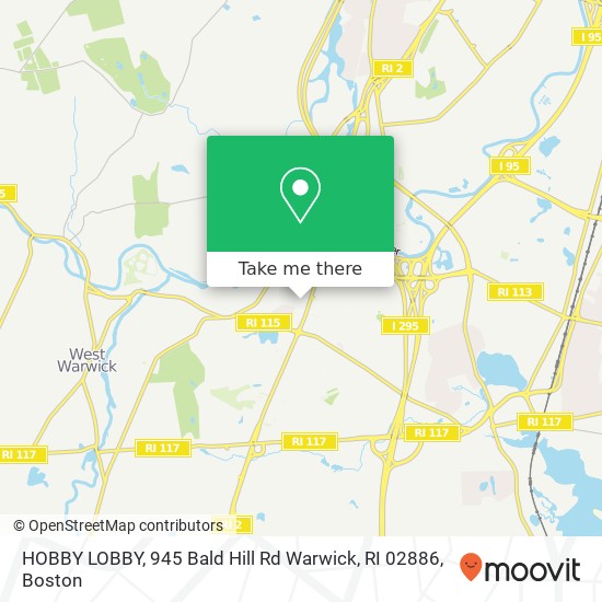 Mapa de HOBBY LOBBY, 945 Bald Hill Rd Warwick, RI 02886