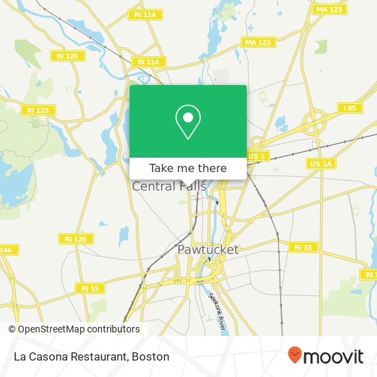 Mapa de La Casona Restaurant, 768 Broad St Central Falls, RI 02863