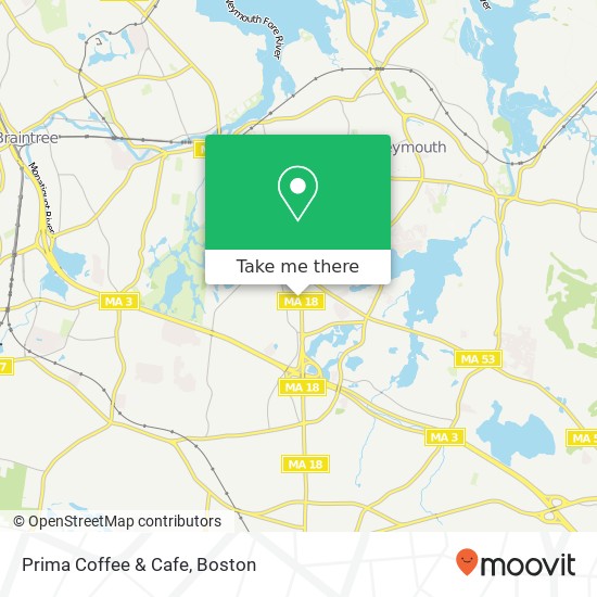 Mapa de Prima Coffee & Cafe, 119 Main St Weymouth, MA 02188