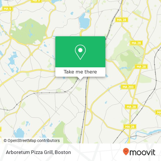 Mapa de Arboretum Pizza Grill, 4025 Washington St Roslindale, MA 02131