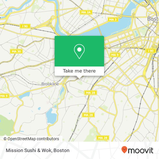 Mapa de Mission Sushi & Wok, 1625 Tremont St Roxbury Crossing, MA 02120