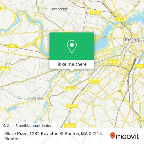 Mapa de Blaze Pizza, 1282 Boylston St Boston, MA 02215