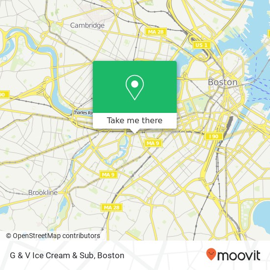 Mapa de G & V Ice Cream & Sub, 1122 Boylston St Boston, MA 02215