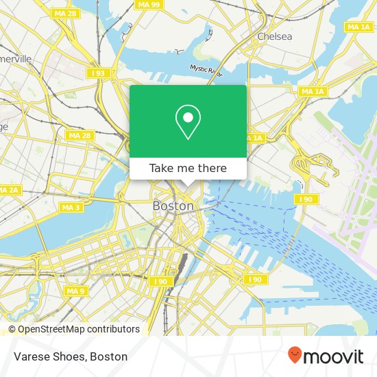 Mapa de Varese Shoes, 285 Hanover St Boston, MA 02113