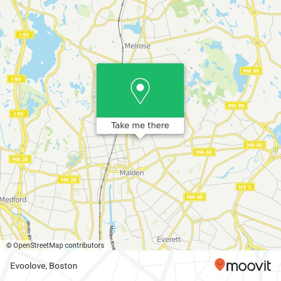 Mapa de Evoolove, 136 Wallace St Malden, MA 02148