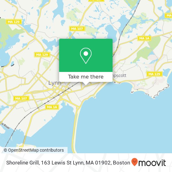 Mapa de Shoreline Grill, 163 Lewis St Lynn, MA 01902