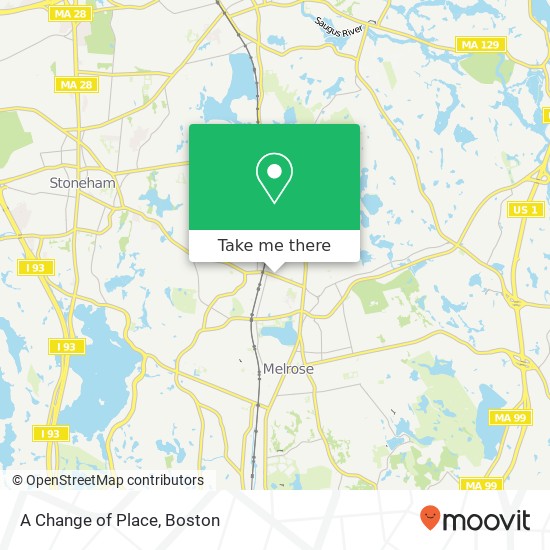 Mapa de A Change of Place, 377 Franklin St Melrose, MA 02176