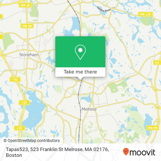 Mapa de Tapas523, 523 Franklin St Melrose, MA 02176