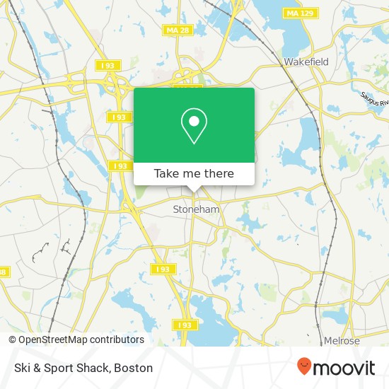 Mapa de Ski & Sport Shack, 286 Main St Stoneham, MA 02180