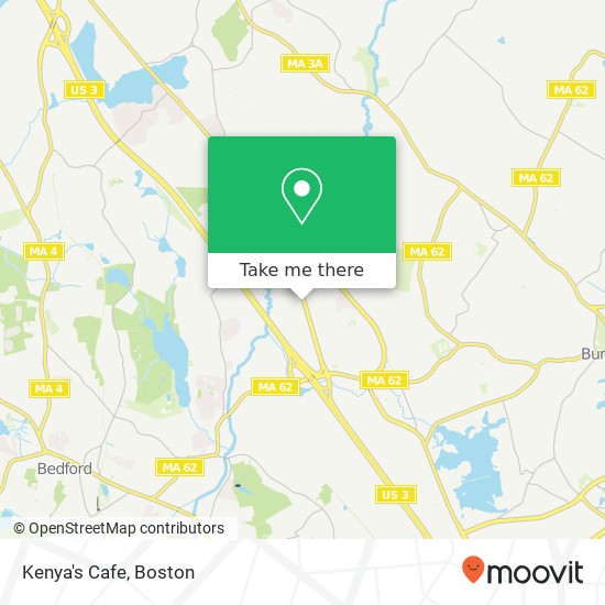 Mapa de Kenya's Cafe, 100 Crosby Dr Bedford, MA 01730