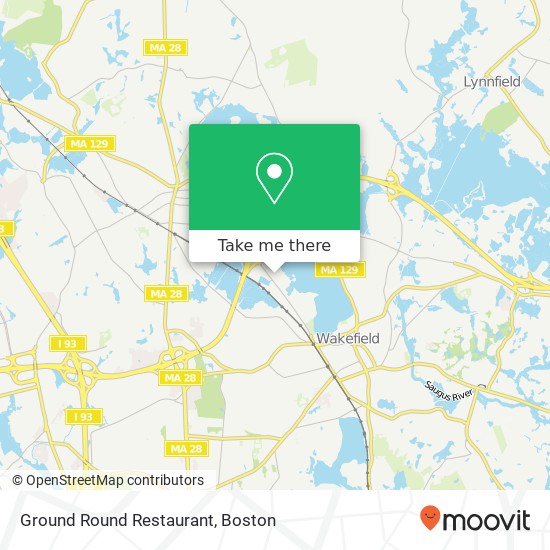 Mapa de Ground Round Restaurant, 591 North Ave Wakefield, MA 01880