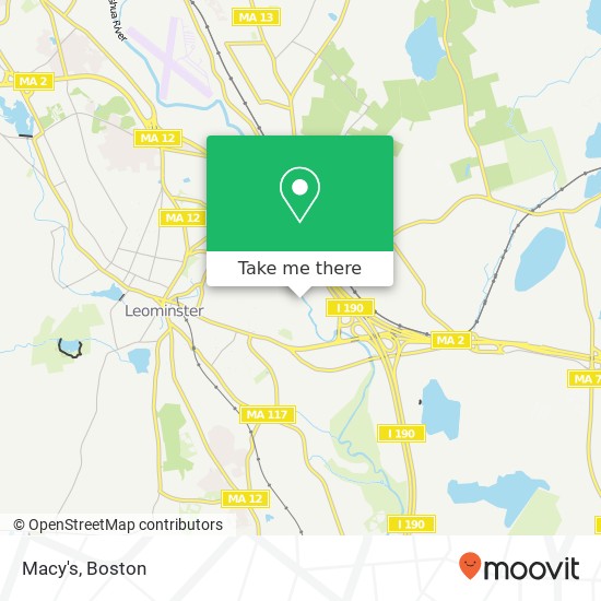 Mapa de Macy's, 106 Commercial Rd Leominster, MA 01453