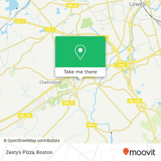 Mapa de Zesty's Pizza, 14 Fletcher St Chelmsford, MA 01824