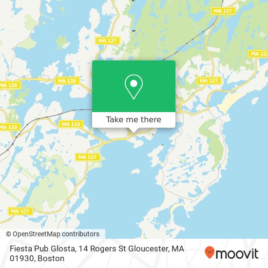 Mapa de Fiesta Pub Glosta, 14 Rogers St Gloucester, MA 01930