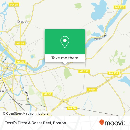 Mapa de Tessi's Pizza & Roast Beef, 910 Andover St Tewksbury, MA 01876