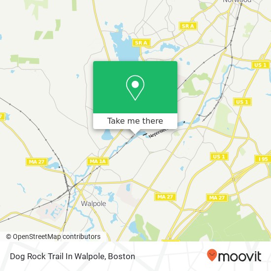 Dog Rock Trail In Walpole map