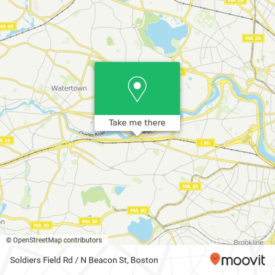 Mapa de Soldiers Field Rd / N Beacon St