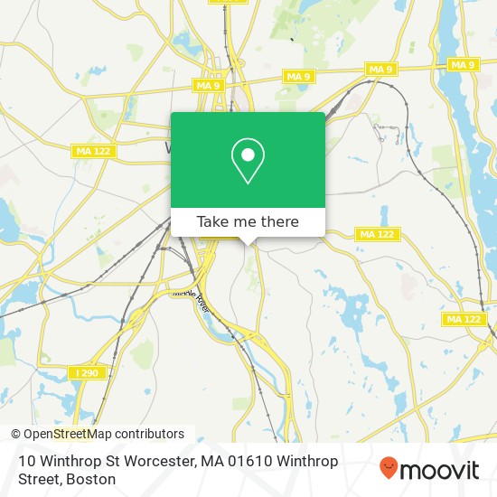 Mapa de 10 Winthrop St Worcester, MA 01610 Winthrop Street