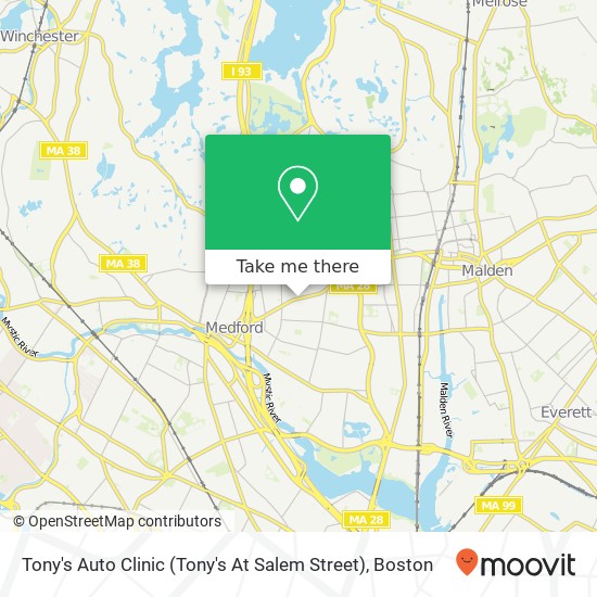 Mapa de Tony's Auto Clinic (Tony's At Salem Street)