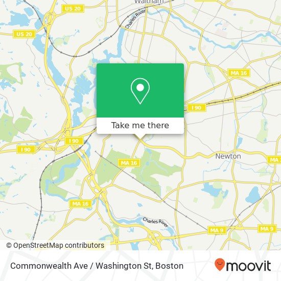 Mapa de Commonwealth Ave / Washington St