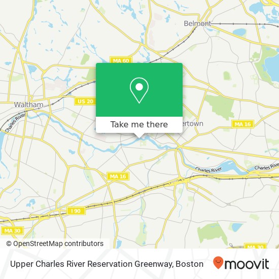 Mapa de Upper Charles River Reservation Greenway