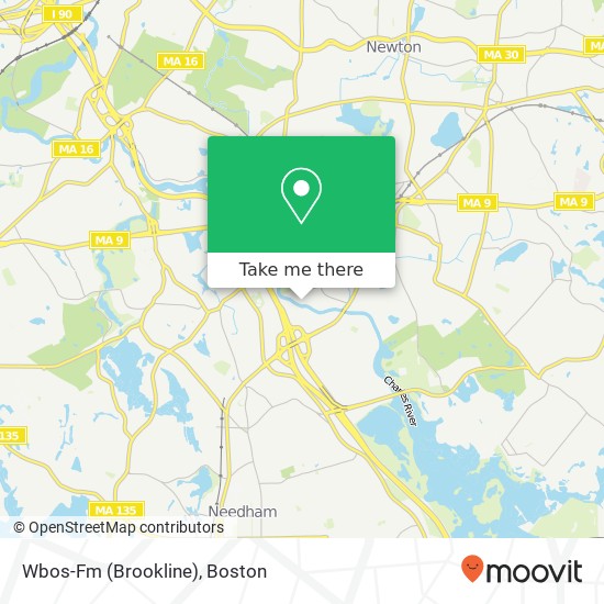 Wbos-Fm (Brookline) map