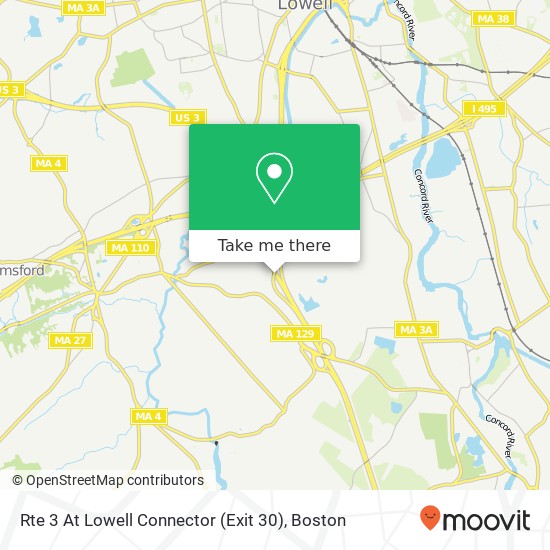 Rte 3 At Lowell Connector (Exit 30) map