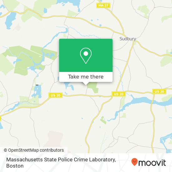 Massachusetts State Police Crime Laboratory map